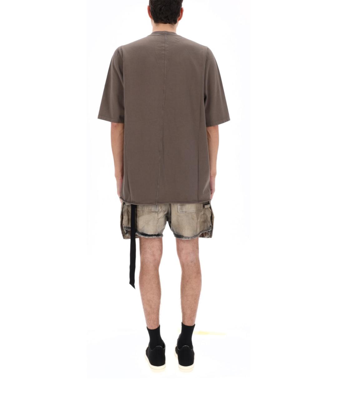RICK OWENS DRKSHDW Коричневая хлопковая футболка, фото 3