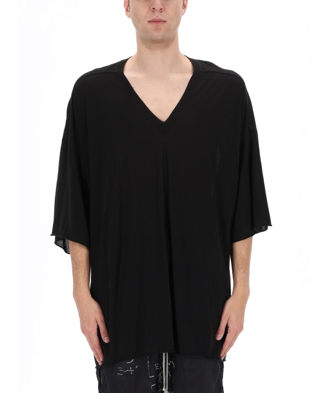 RICK OWENS Черная хлопковая футболка, фото 4