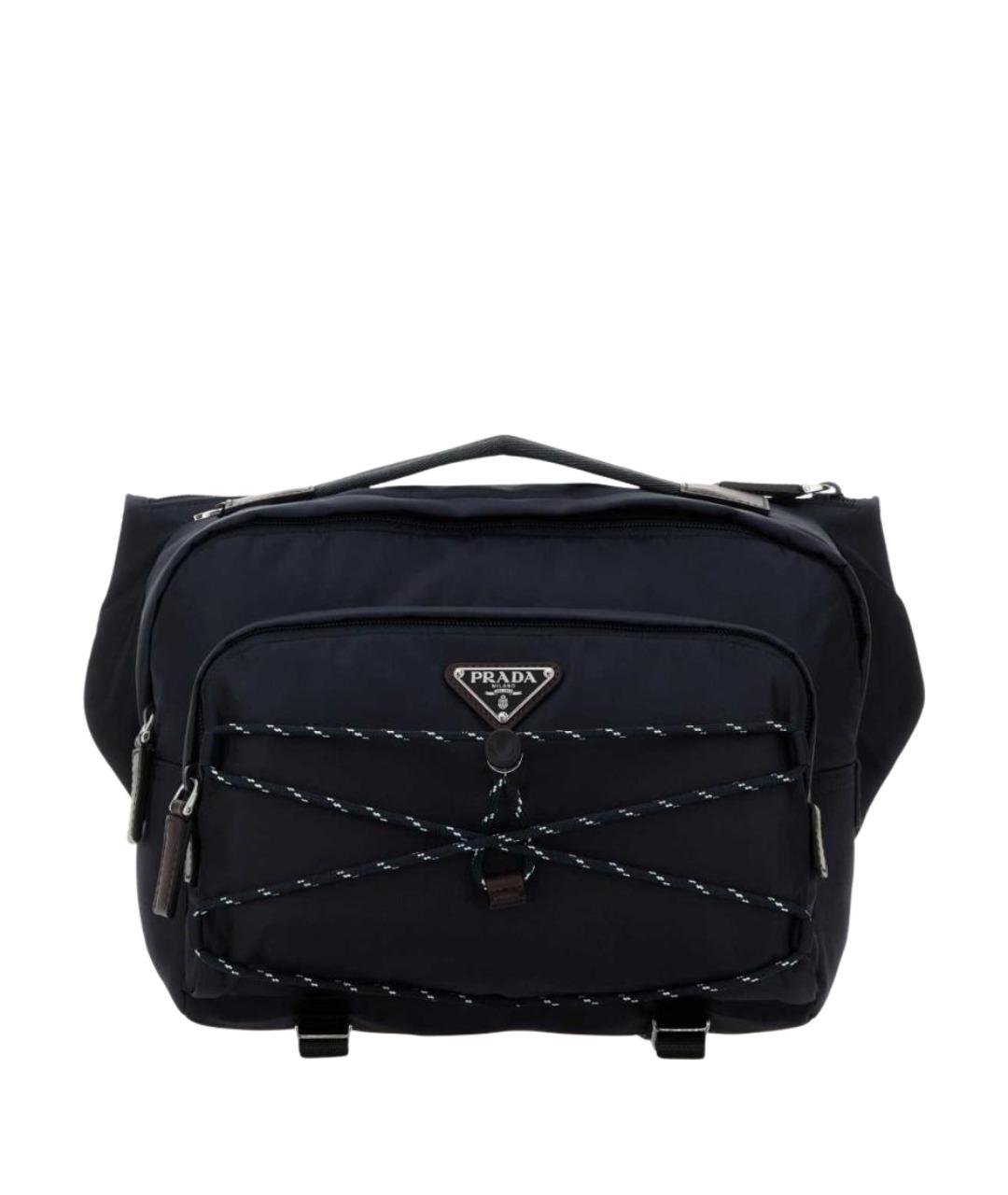 PRADA Темно-синяя синтетическая поясная сумка, фото 1
