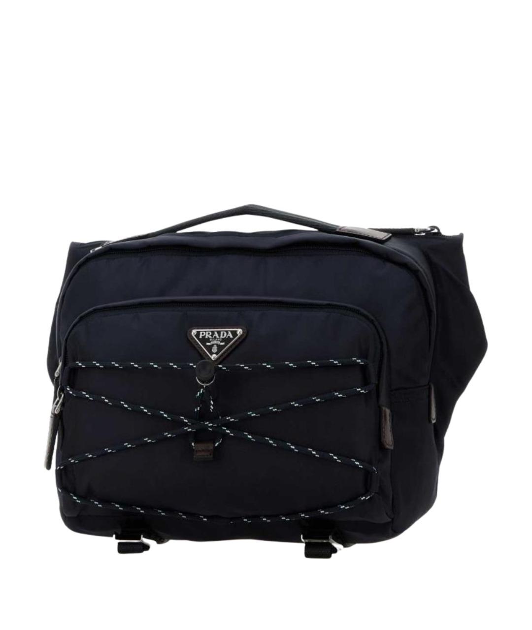 PRADA Темно-синяя синтетическая поясная сумка, фото 2