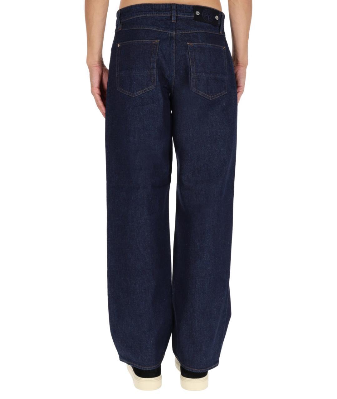 STONE ISLAND Синие хлопковые прямые джинсы, фото 4