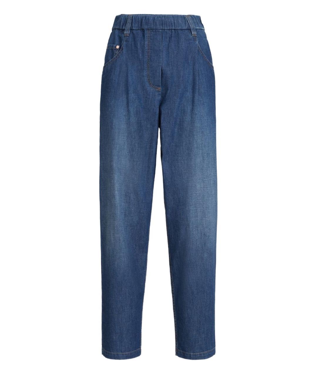 BRUNELLO CUCINELLI Синие хлопковые прямые джинсы, фото 1