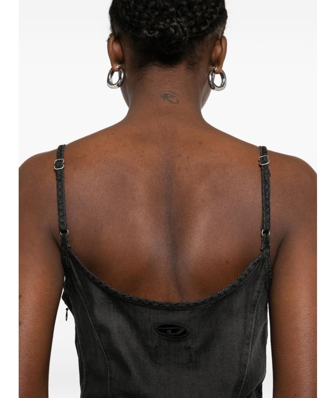 DIESEL Черное хлопковое повседневное платье, фото 3