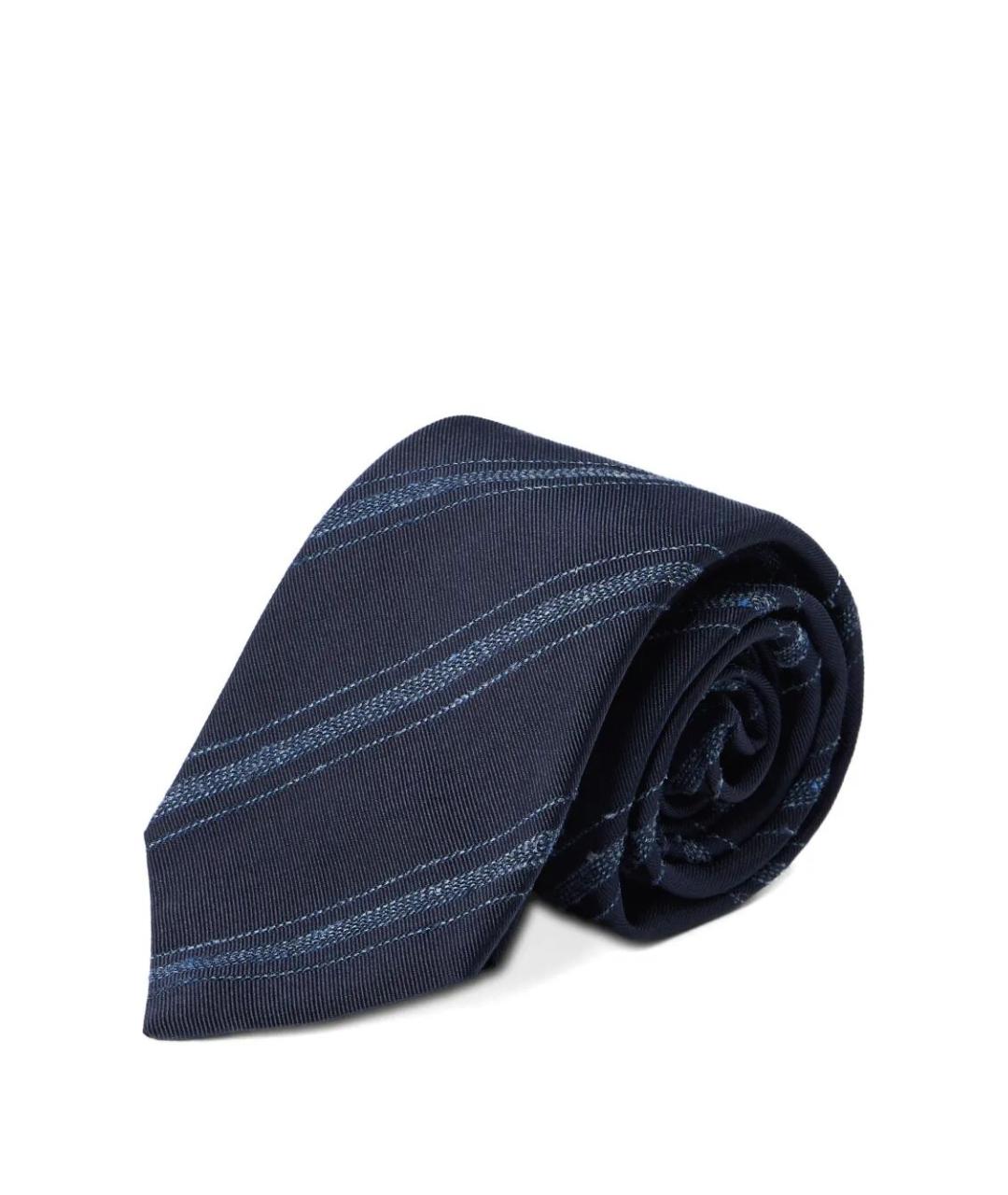 BRUNELLO CUCINELLI Синий шелковый галстук, фото 3