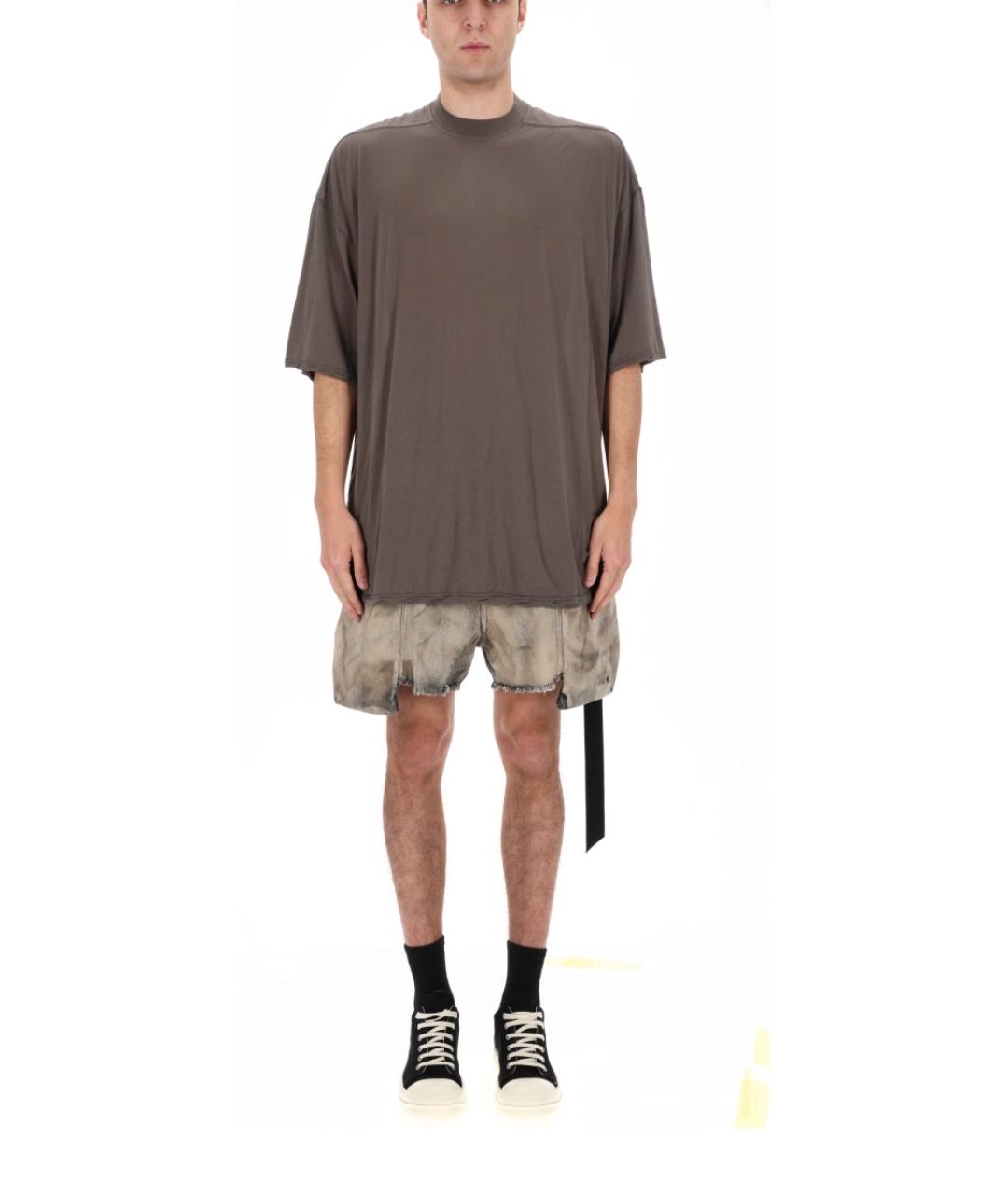 RICK OWENS DRKSHDW Коричневая хлопковая футболка, фото 4