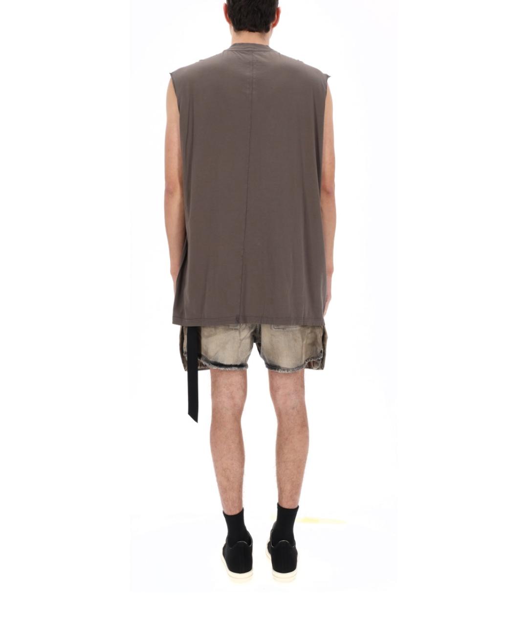 RICK OWENS DRKSHDW Коричневая хлопковая футболка, фото 3