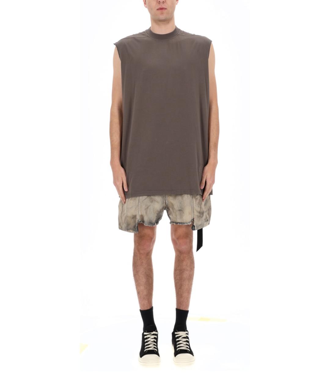 RICK OWENS DRKSHDW Коричневая хлопковая футболка, фото 4