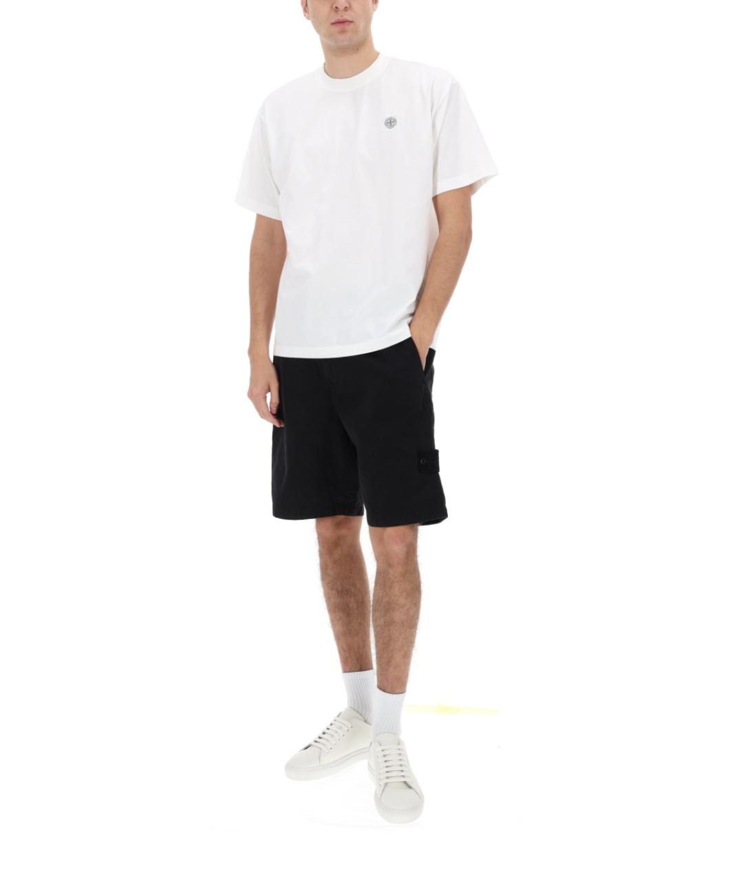 STONE ISLAND Черные хлопковые шорты, фото 3