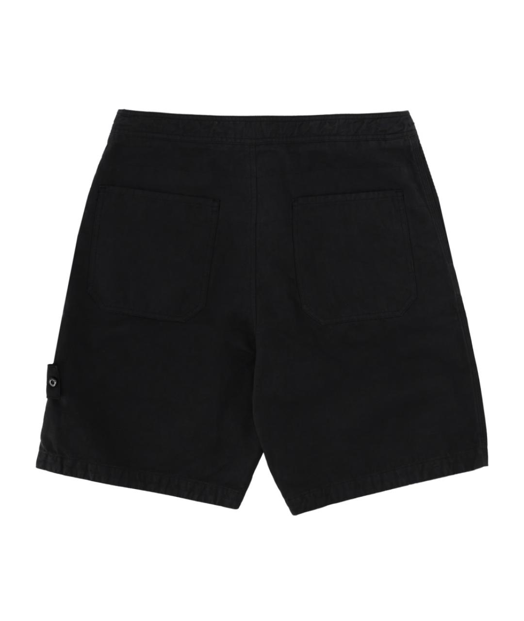 STONE ISLAND Черные хлопковые шорты, фото 2