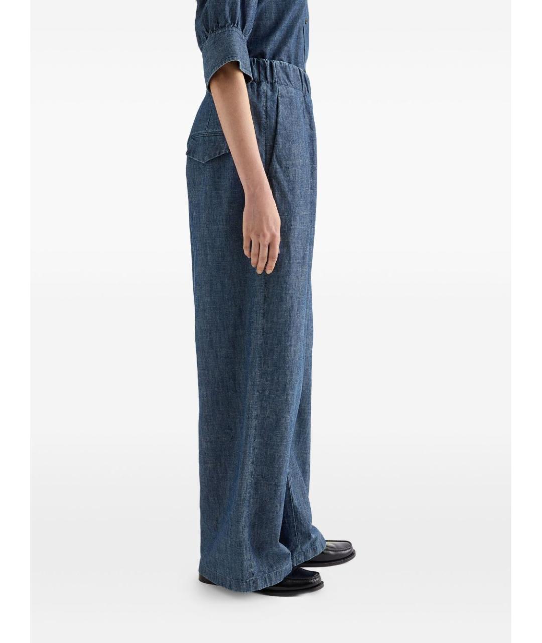 JIL SANDER Синие хлопковые прямые брюки, фото 4