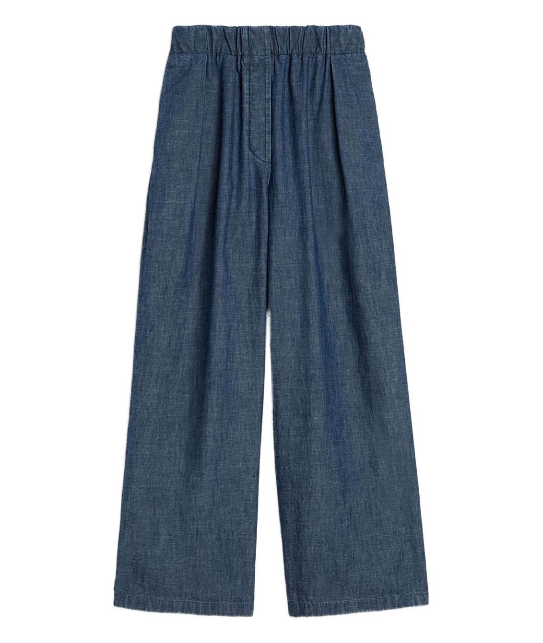 JIL SANDER Синие хлопковые прямые брюки, фото 1