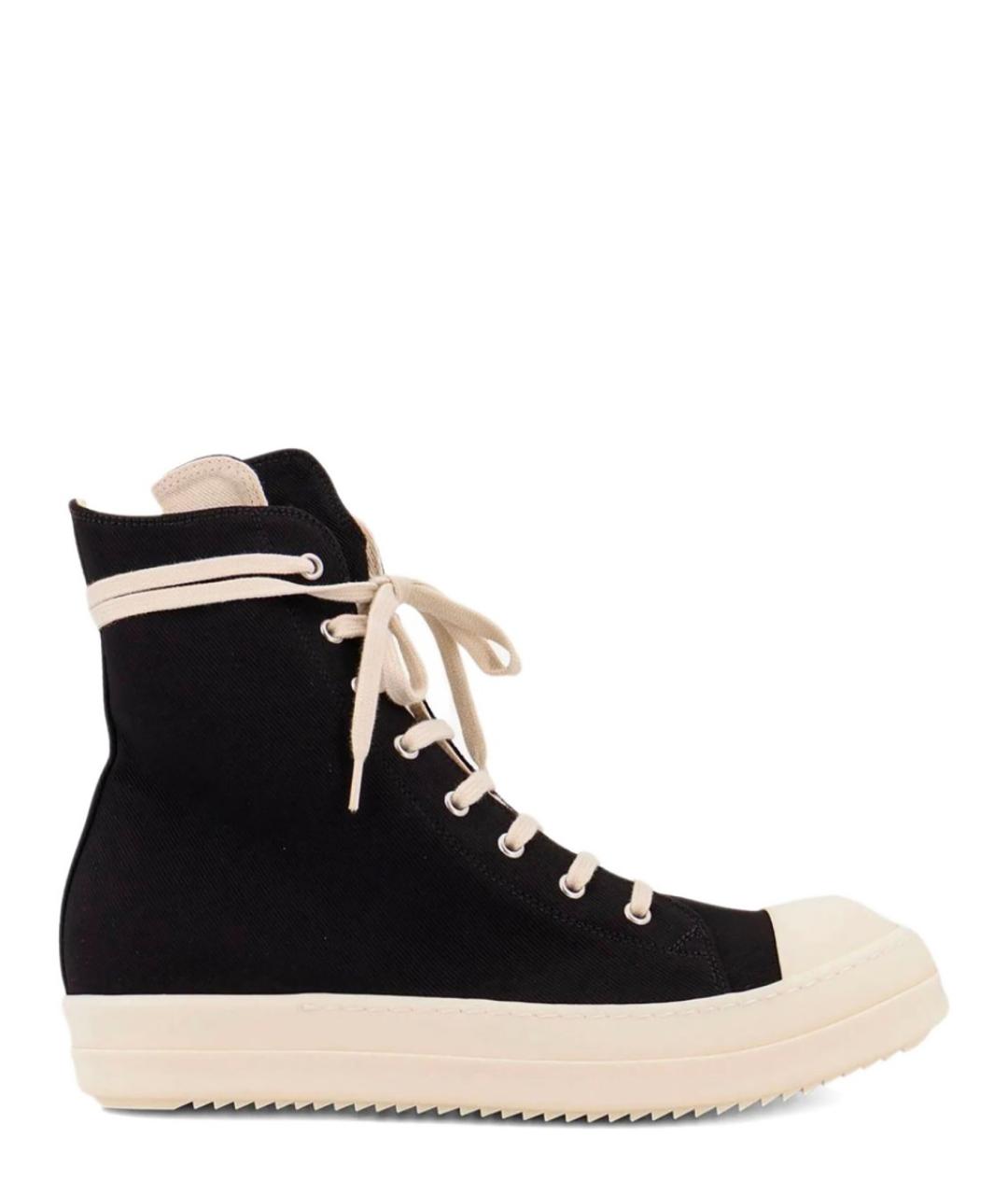 RICK OWENS DRKSHDW Черные текстильные высокие кроссовки / кеды, фото 1