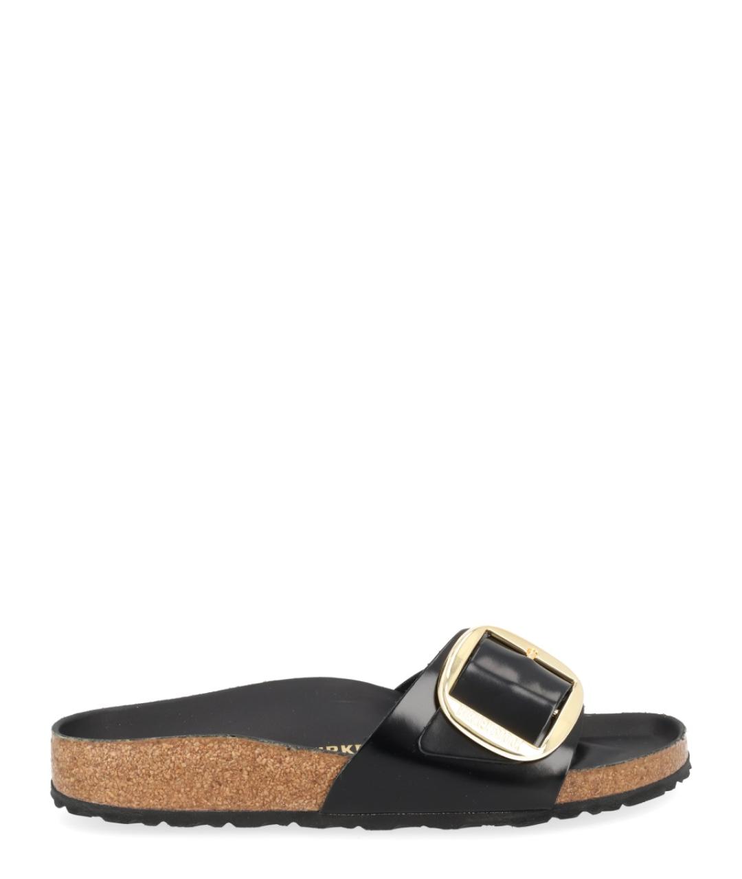 BIRKENSTOCK Черные кожаные шлепанцы, фото 1