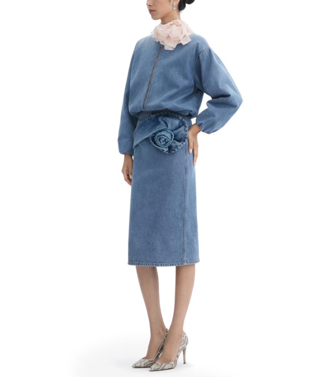 MAGDA BUTRYM Синяя хлопковая юбка миди, фото 3