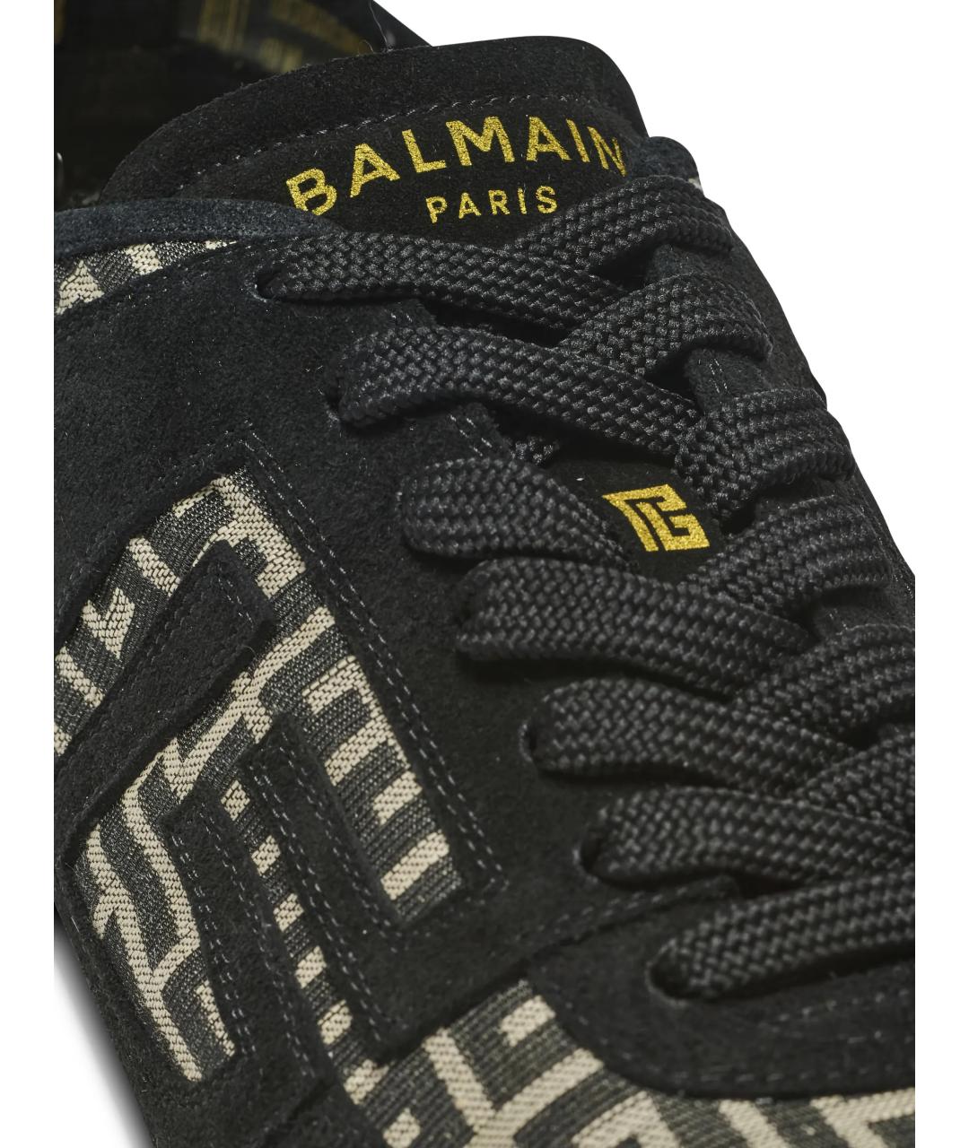 BALMAIN Черные замшевые низкие кроссовки / кеды, фото 5