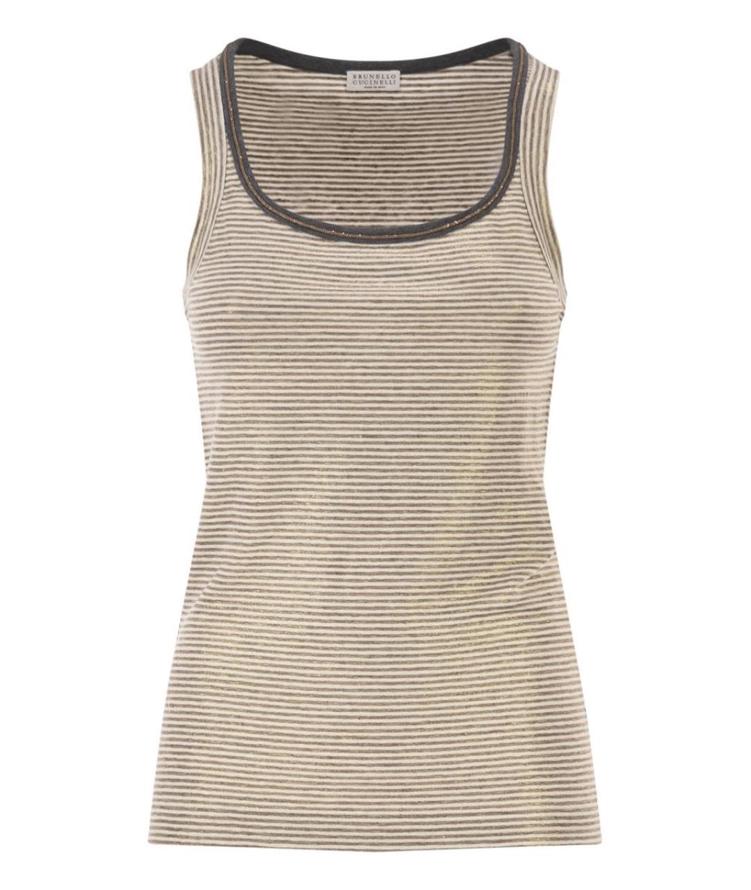 BRUNELLO CUCINELLI Бежевая льняная майка, фото 1