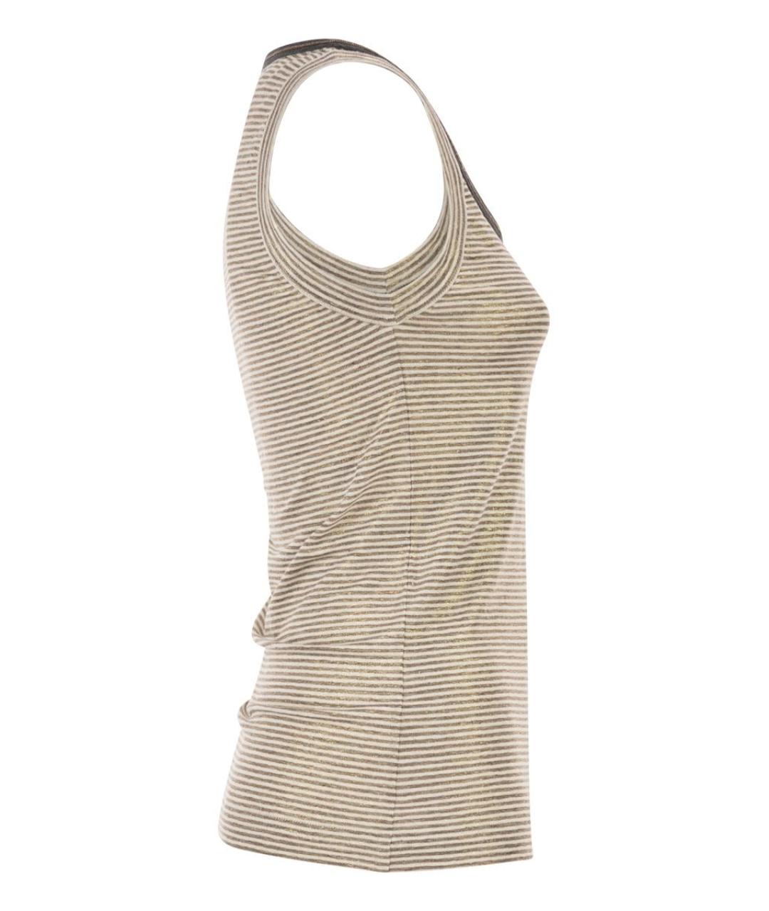 BRUNELLO CUCINELLI Бежевая льняная майка, фото 3