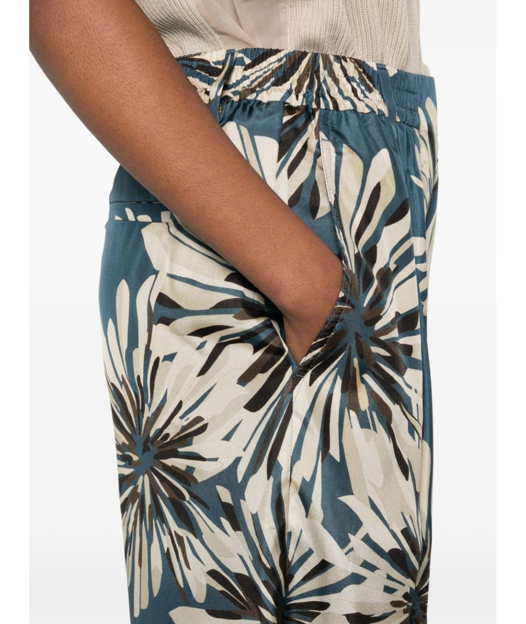 BRUNELLO CUCINELLI Синие шелковые брюки широкие, фото 2