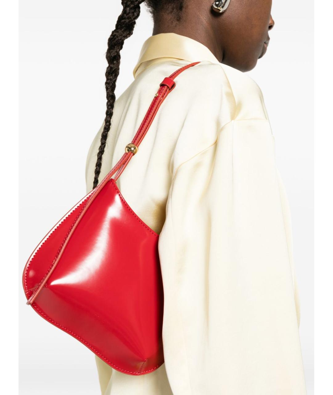 JACQUEMUS Красная кожаная сумка через плечо, фото 3