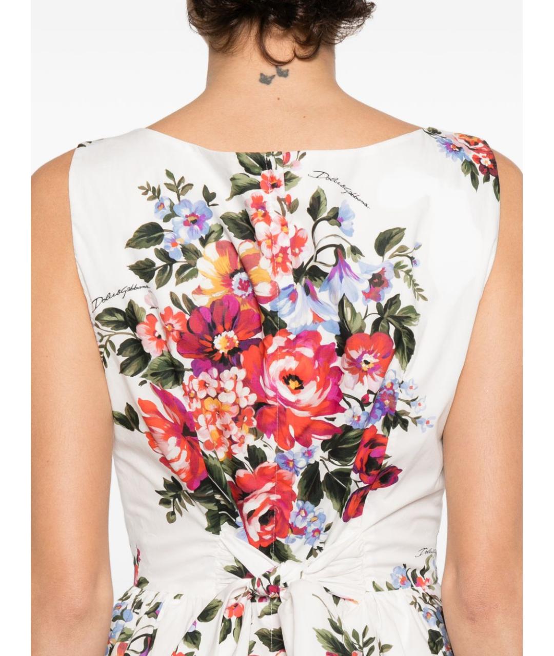 DOLCE&GABBANA Белое хлопковое повседневное платье, фото 4