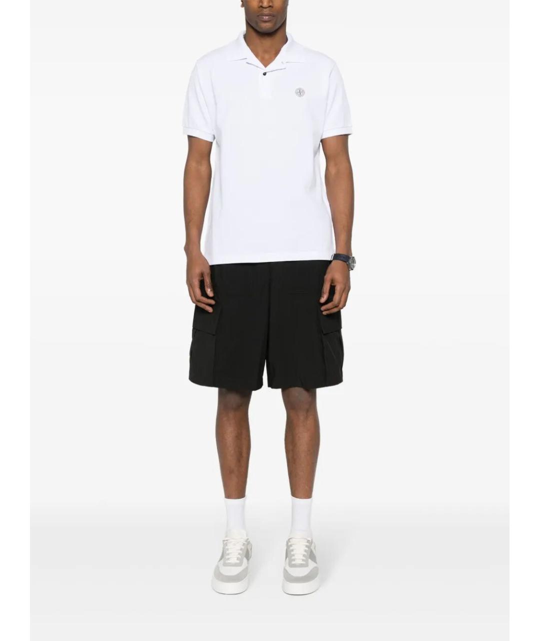 STONE ISLAND Белое хлопковое поло с коротким рукавом, фото 2