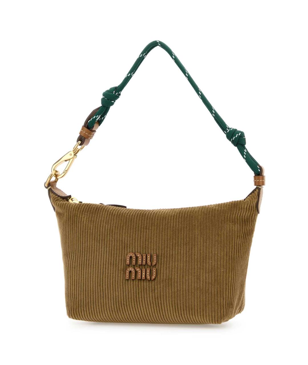 MIU MIU Бежевая бархатная сумка через плечо, фото 2