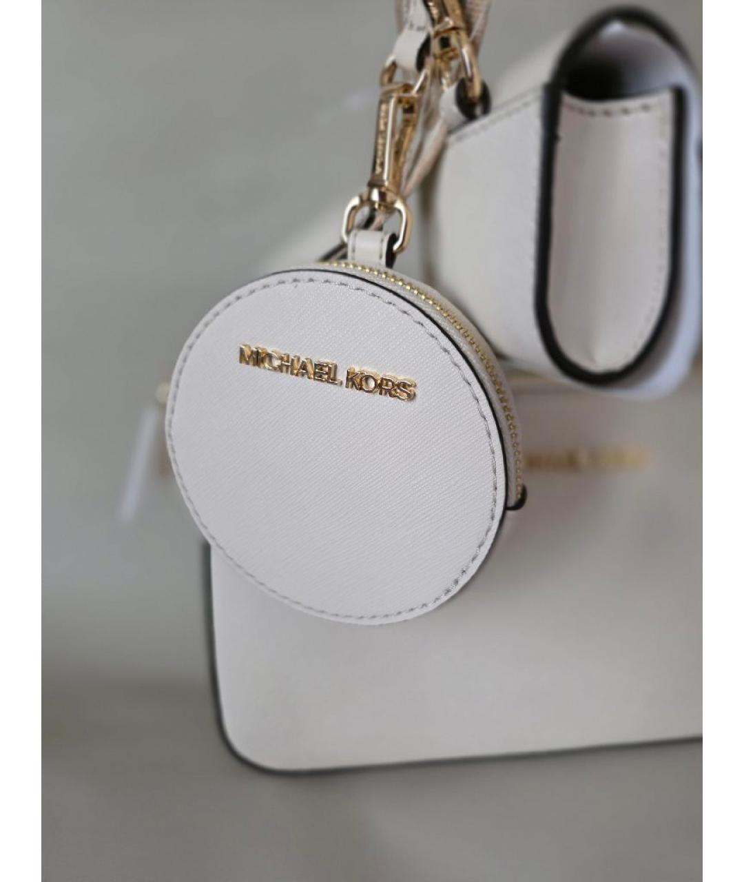 MICHAEL KORS Бежевая кожаная сумка через плечо, фото 7