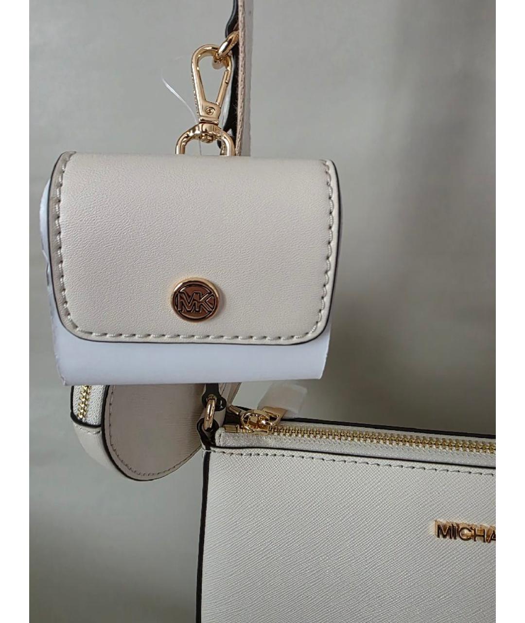 MICHAEL KORS Бежевая кожаная сумка через плечо, фото 6