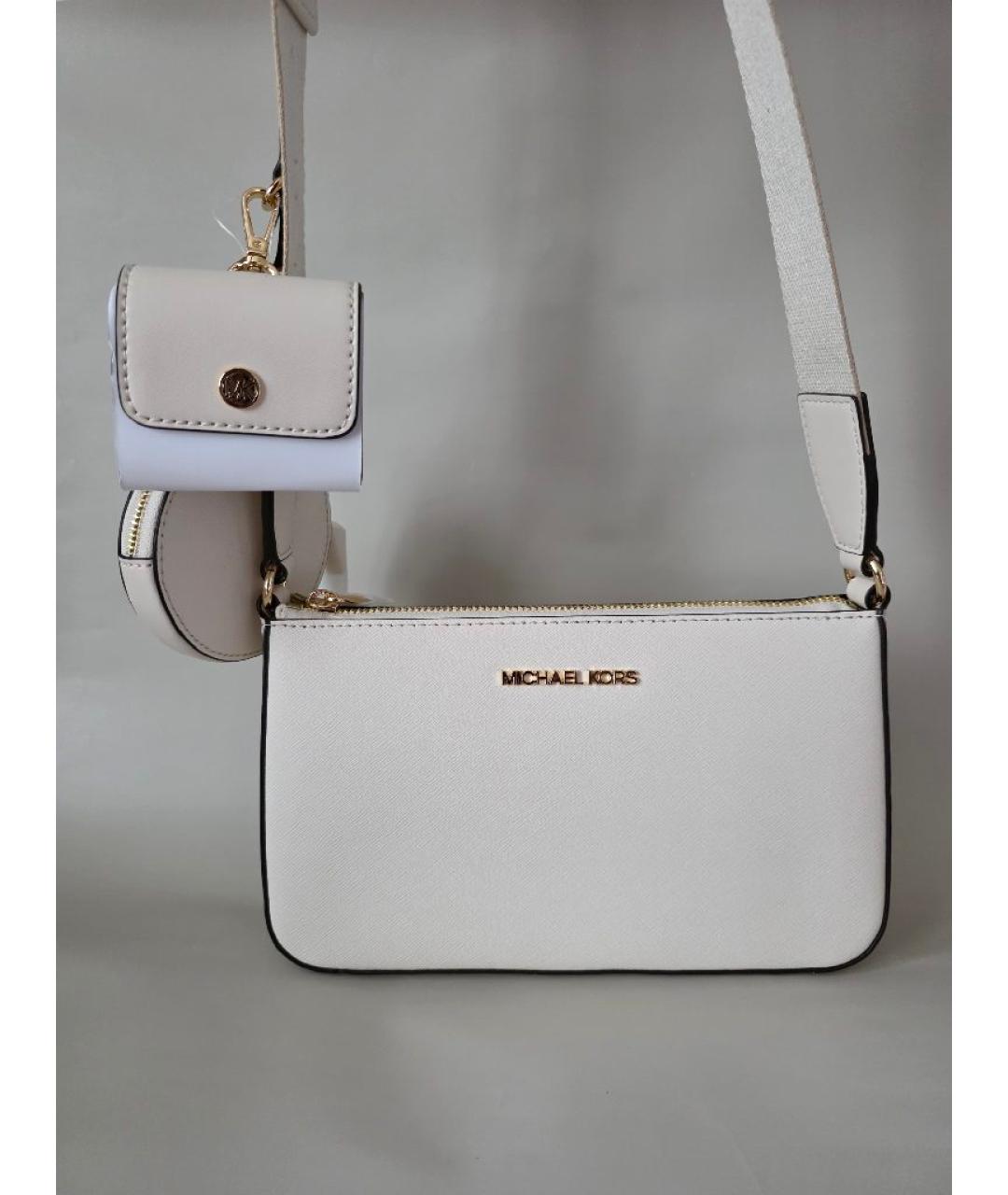 MICHAEL KORS Бежевая кожаная сумка через плечо, фото 5