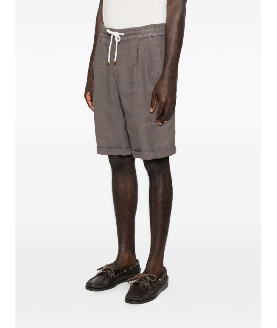 BRUNELLO CUCINELLI Бежевые льняные шорты, фото 2