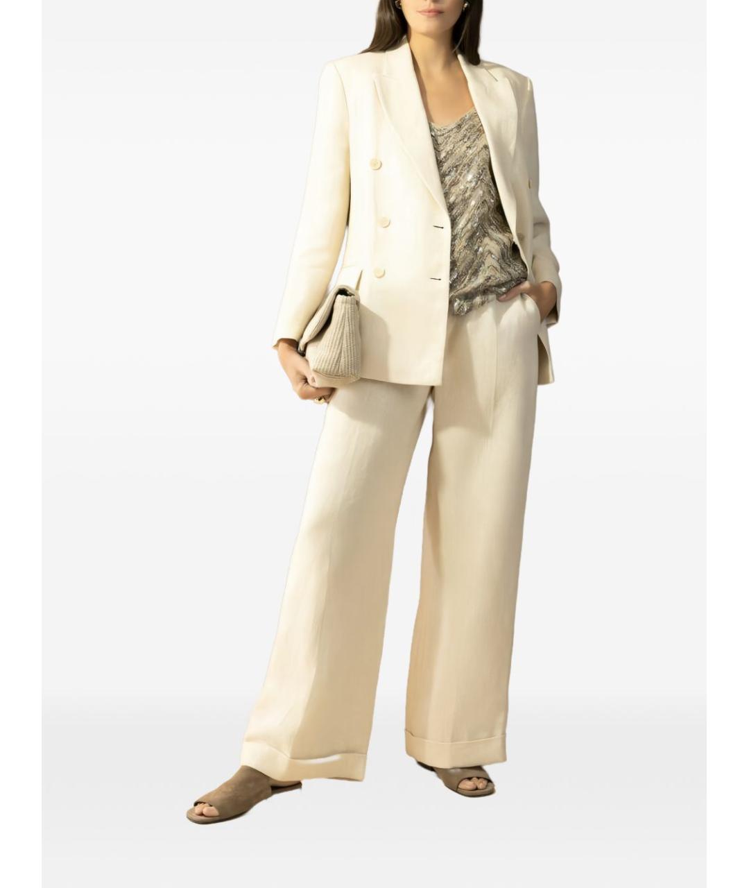 BRUNELLO CUCINELLI Бежевый льняной жакет/пиджак, фото 3