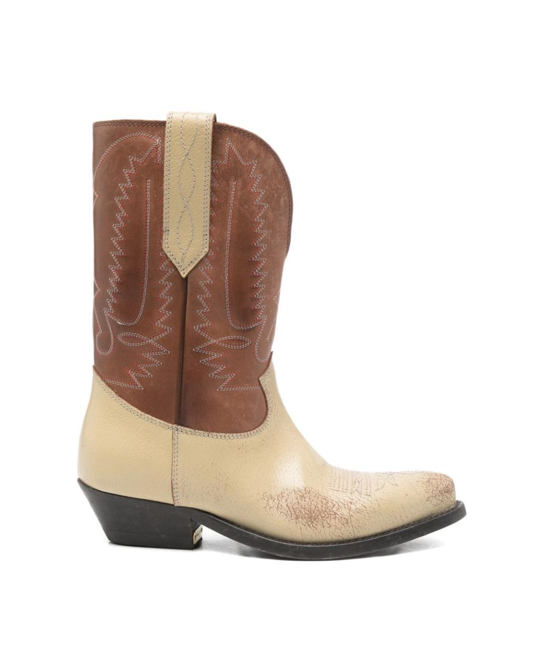 GOLDEN GOOSE DELUXE BRAND Бежевые кожаные ботинки, фото 1