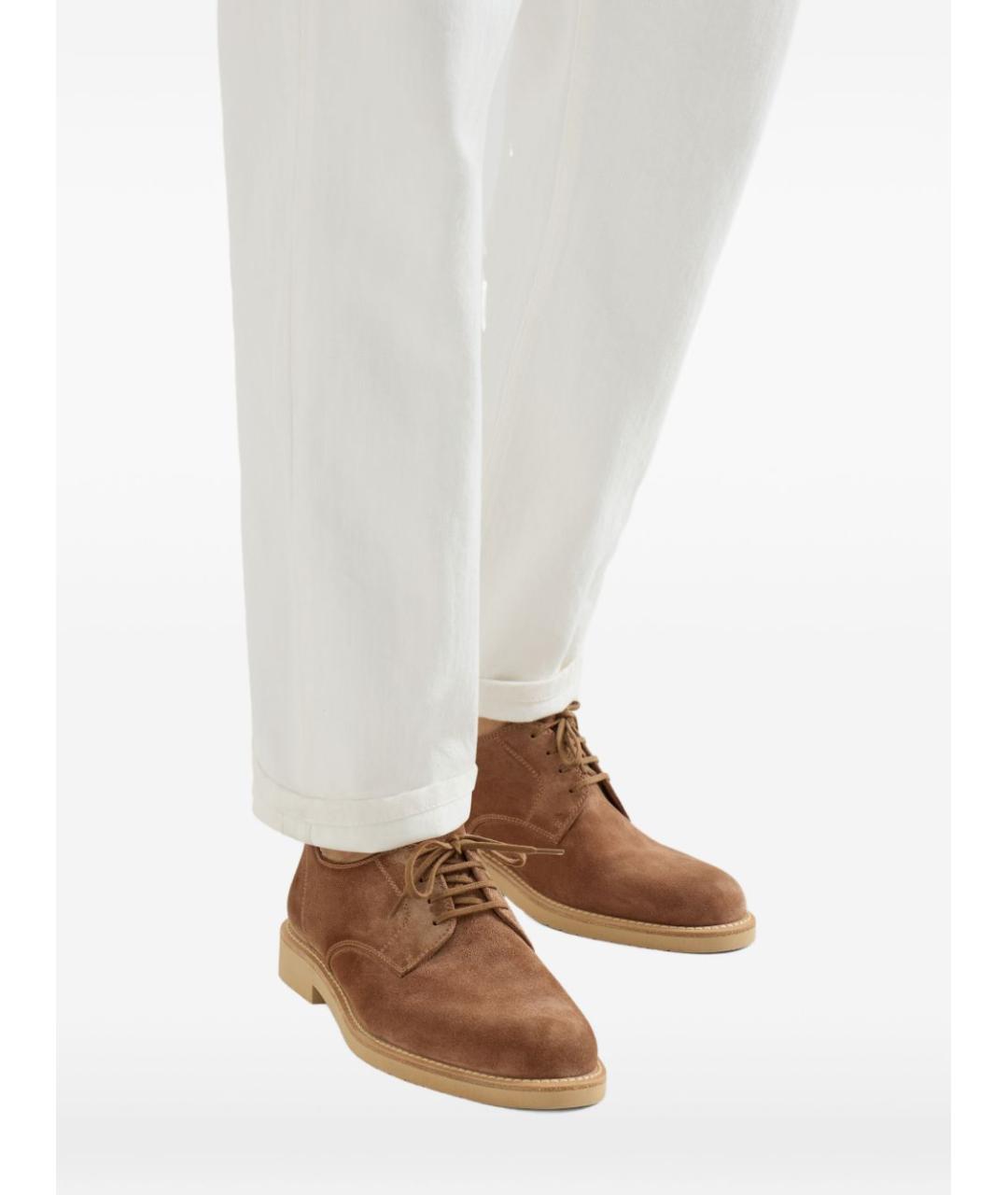 BRUNELLO CUCINELLI Коричневые замшевые низкие кроссовки / кеды, фото 2