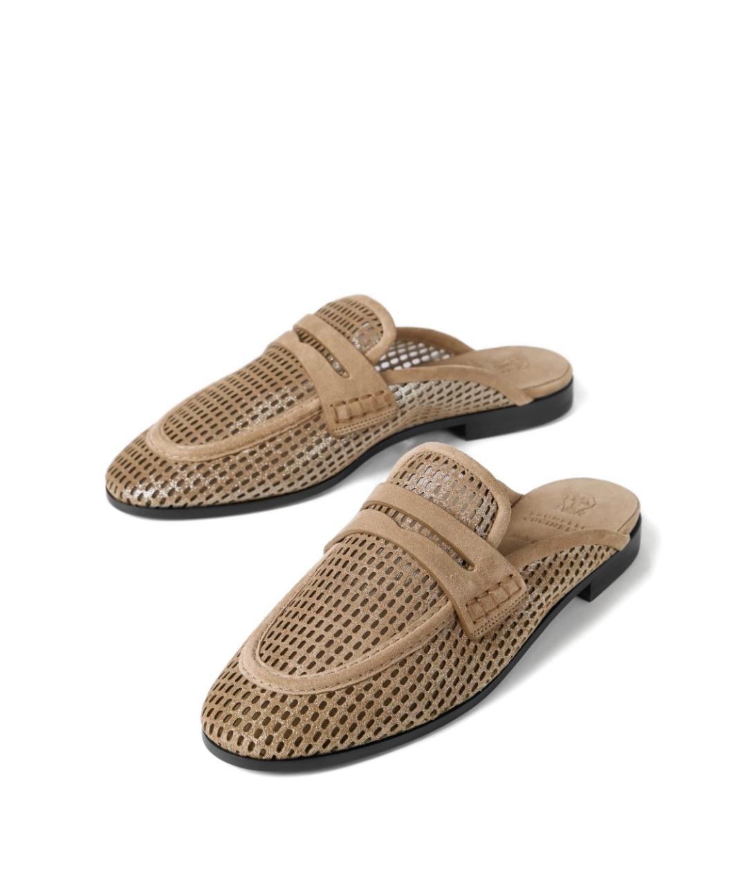 BRUNELLO CUCINELLI Коричневые кожаные мюли, фото 4