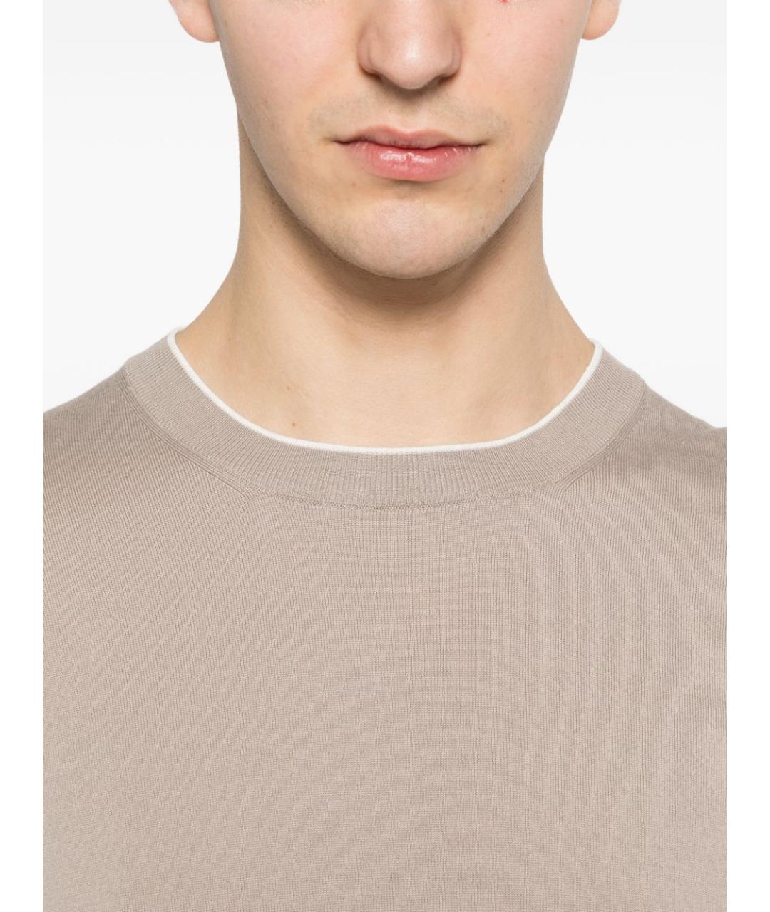 BRUNELLO CUCINELLI Коричневая хлопковая футболка, фото 2