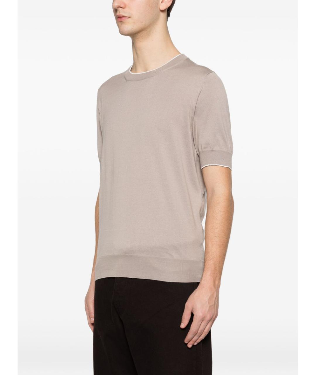 BRUNELLO CUCINELLI Коричневая хлопковая футболка, фото 4