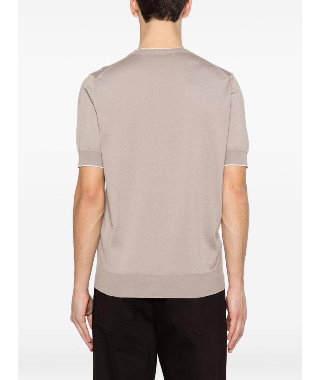 BRUNELLO CUCINELLI Коричневая хлопковая футболка, фото 5