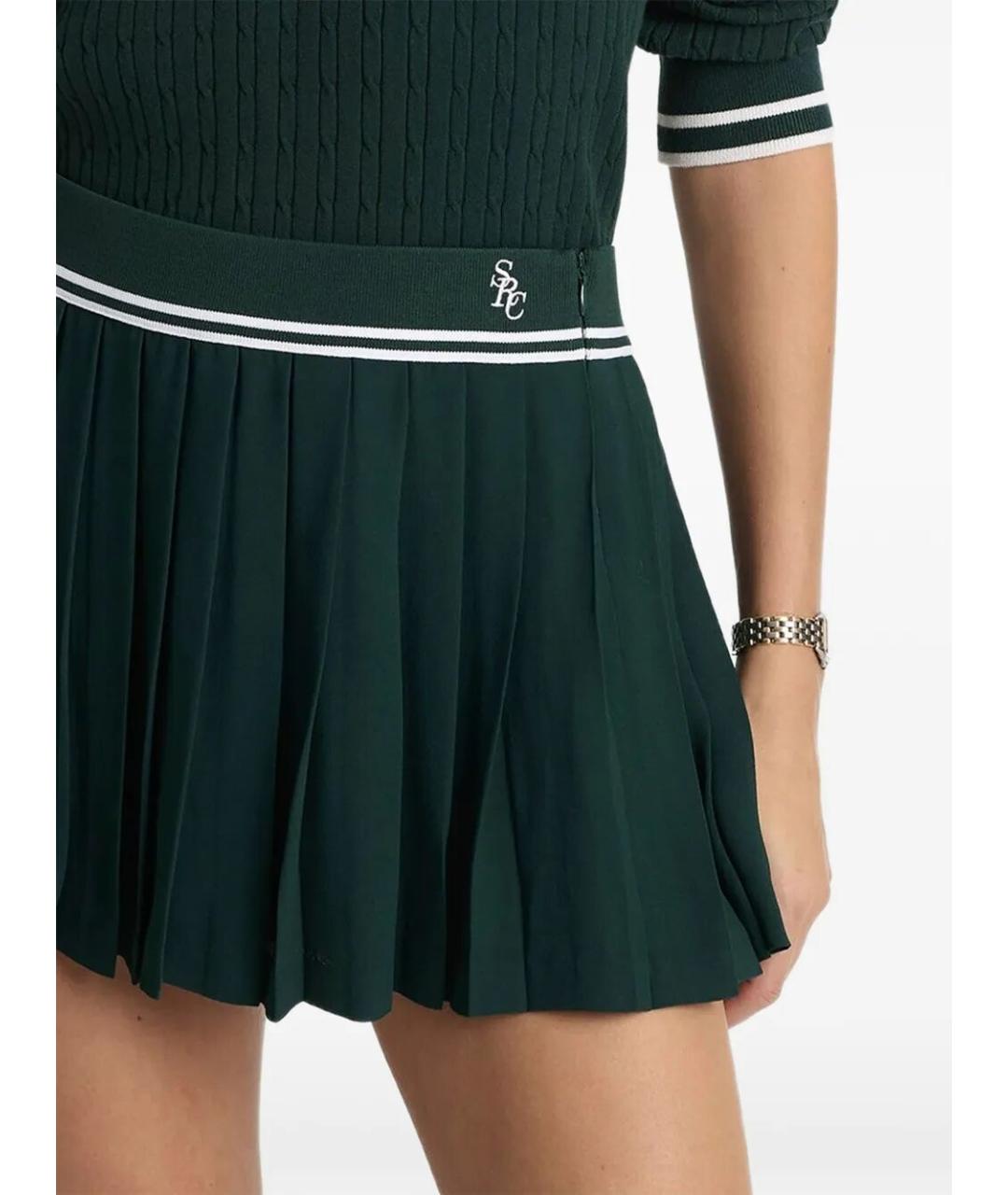 SPORTY AND RICH Зеленая вискозная юбка мини, фото 4