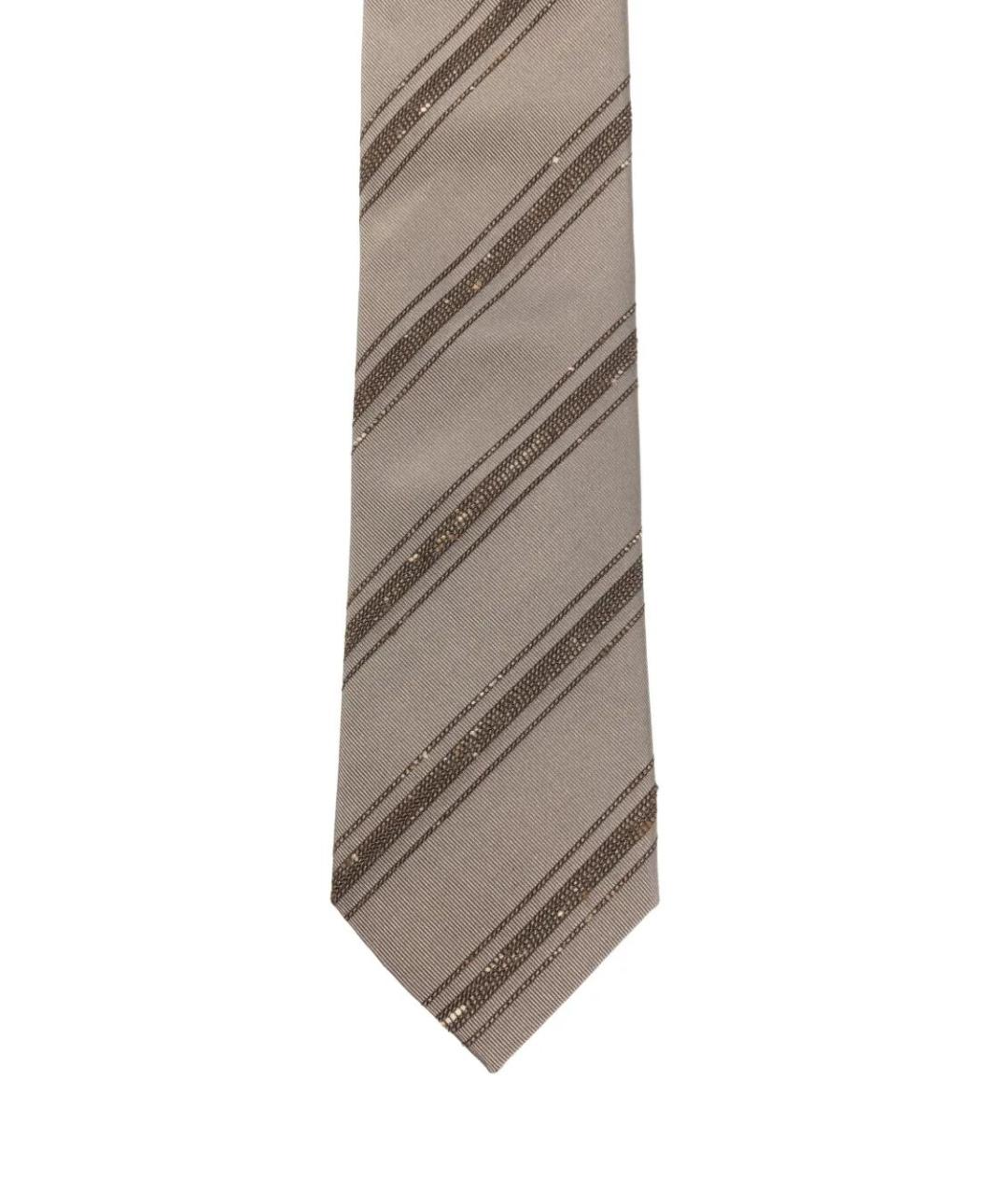 BRUNELLO CUCINELLI Коричневый шелковый галстук, фото 2