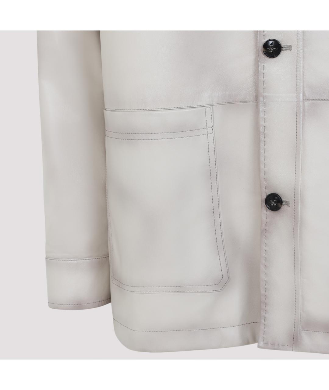 KITON Бежевая кожаная куртка, фото 4