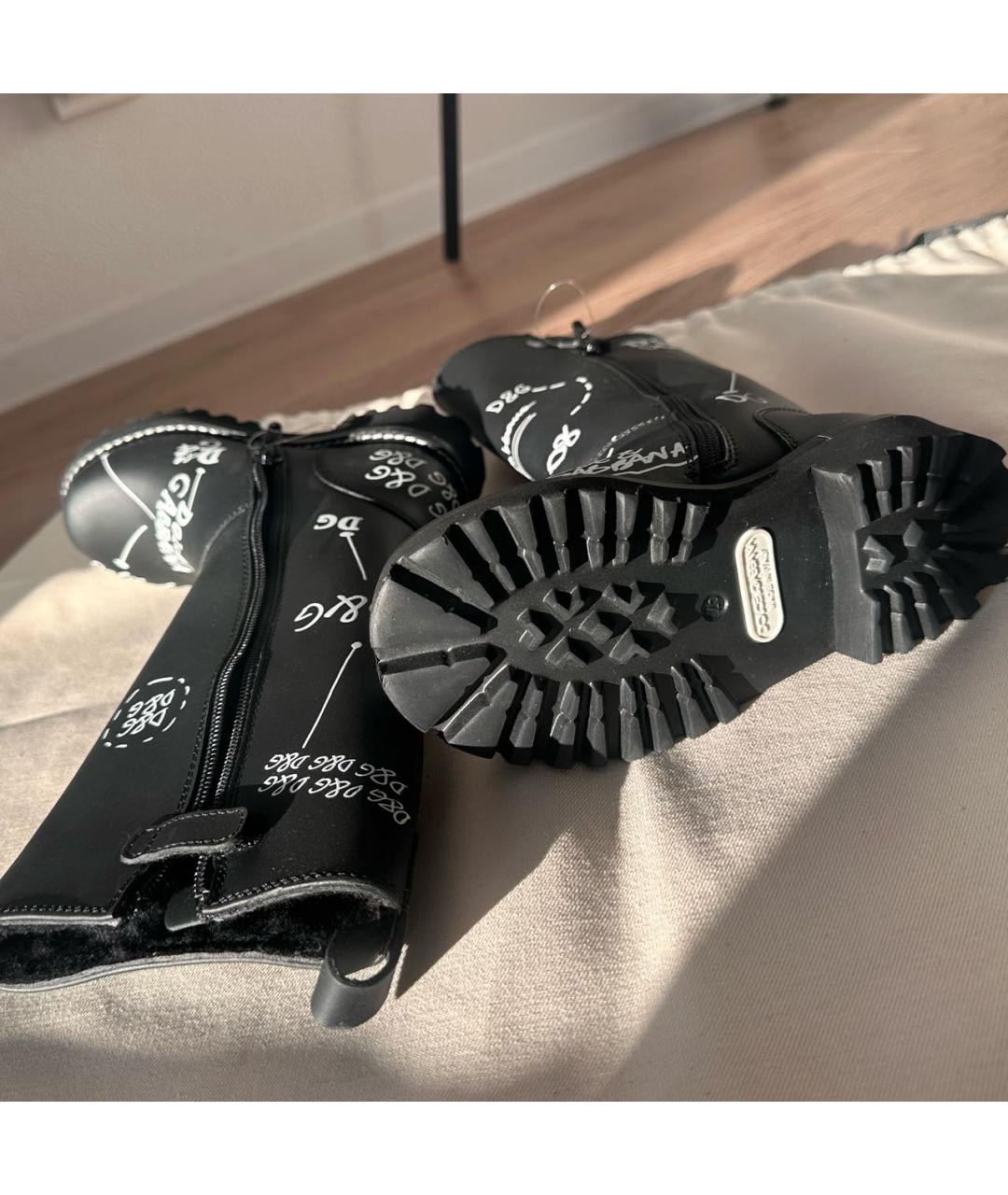 DOLCE & GABBANA KIDS Черные кожаные сапоги, фото 6