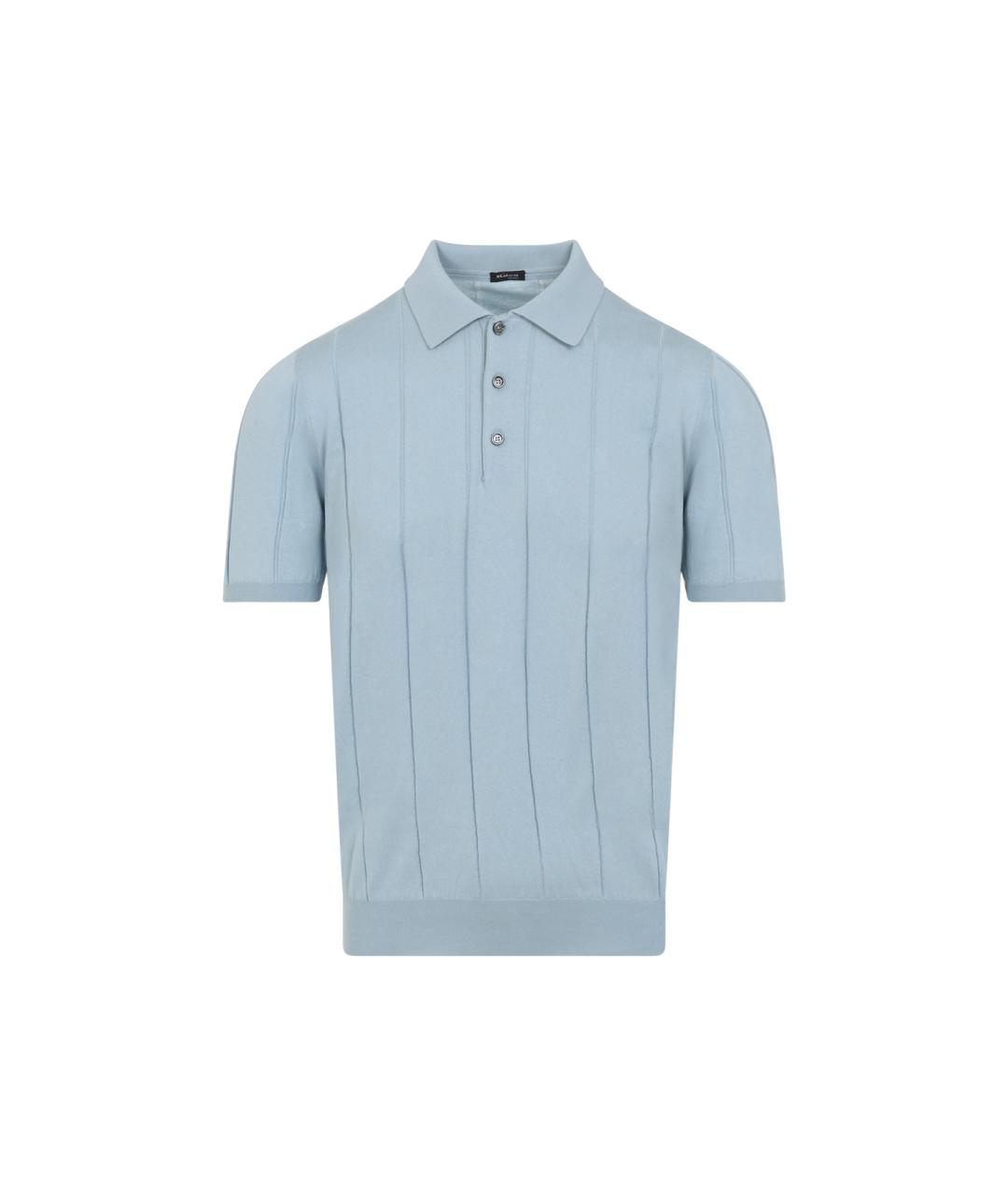 KITON Синее хлопковое поло с коротким рукавом, фото 1