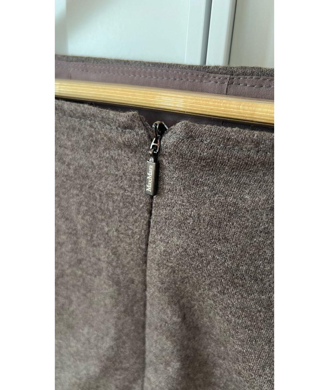 MAX MARA Коричневая шерстяная юбка мини, фото 4