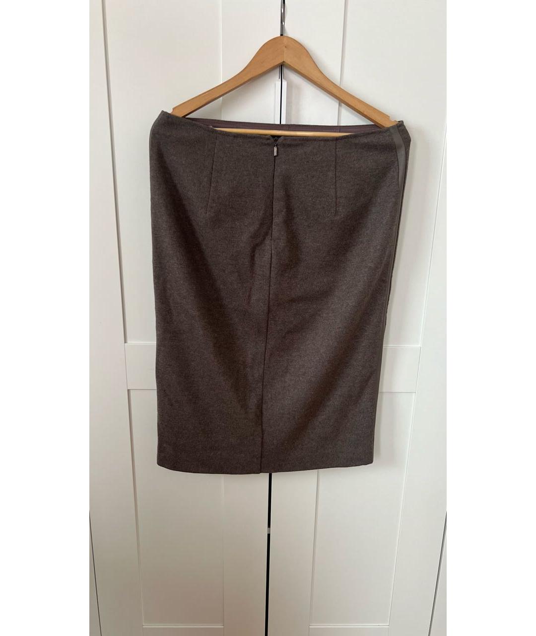 MAX MARA Коричневая шерстяная юбка мини, фото 2