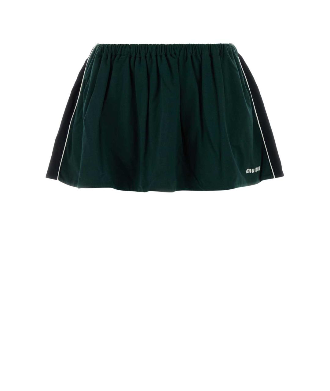 MIU MIU Зеленая хлопковая юбка мини, фото 3