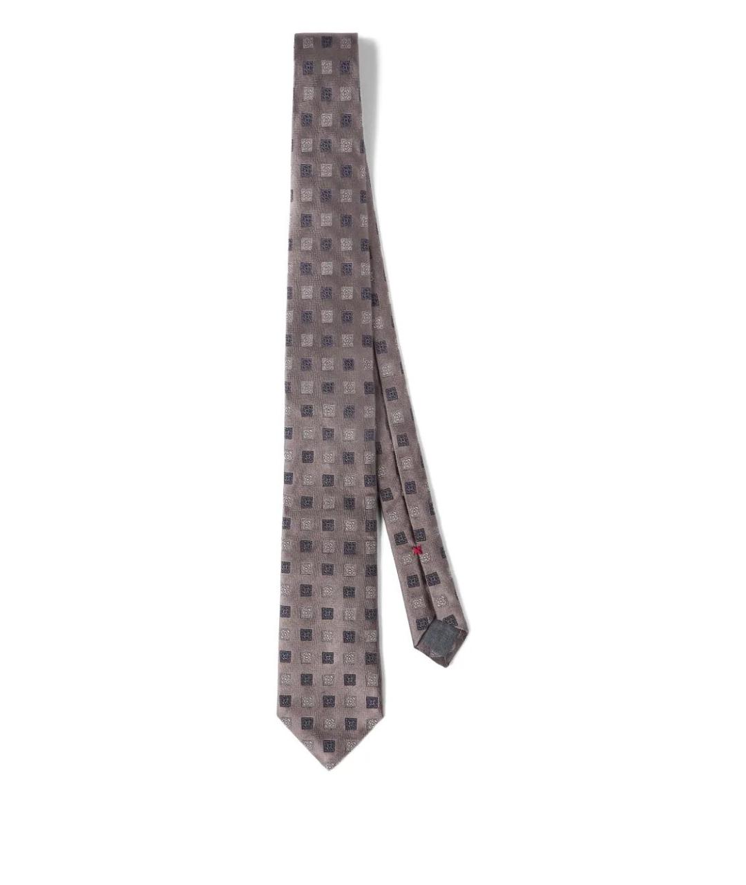 BRUNELLO CUCINELLI Коричневый шелковый галстук, фото 1