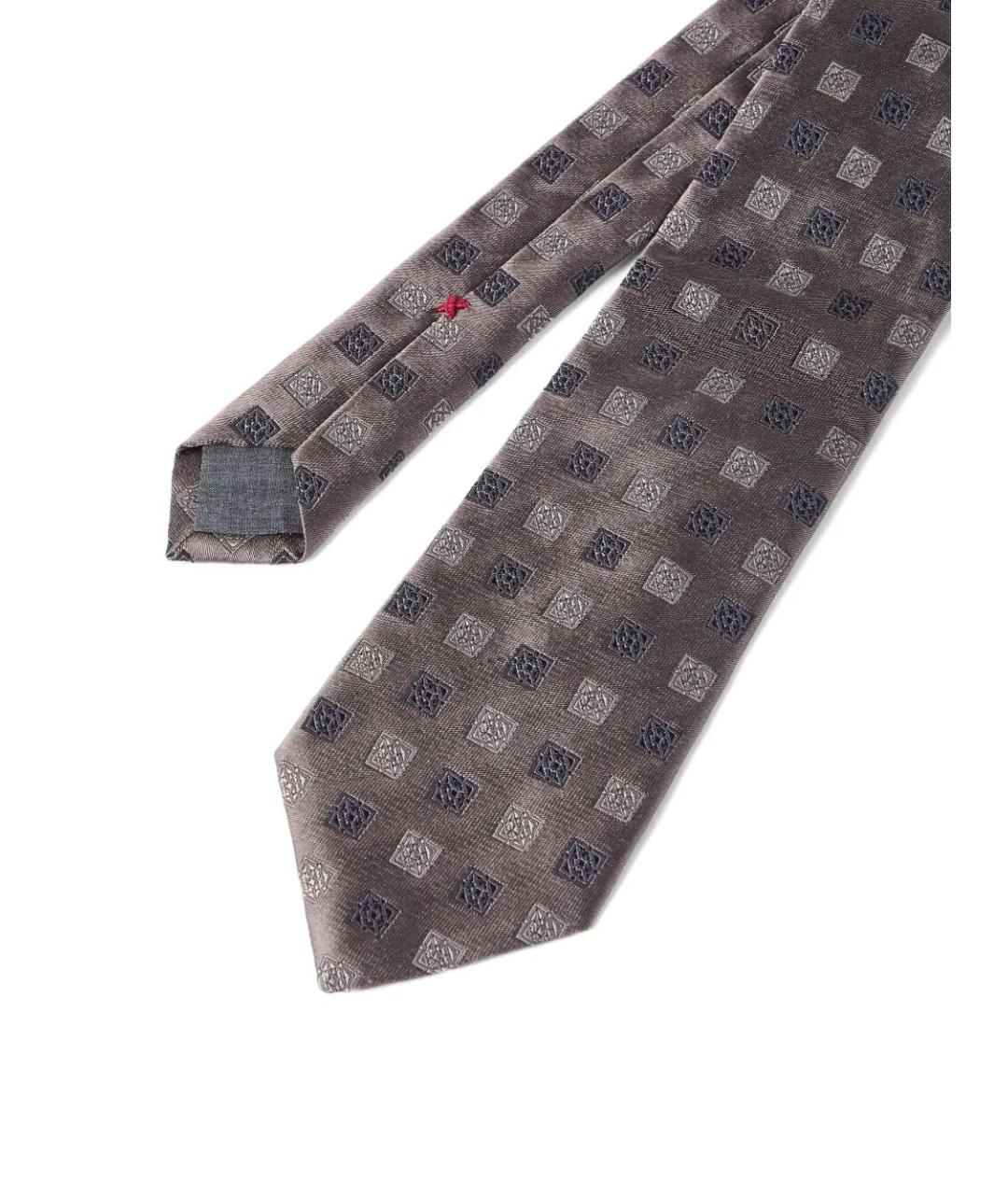 BRUNELLO CUCINELLI Коричневый шелковый галстук, фото 3