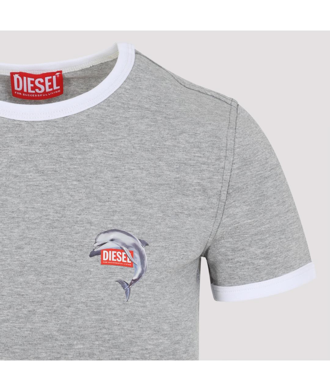 DIESEL Серая хлопковая футболка, фото 4