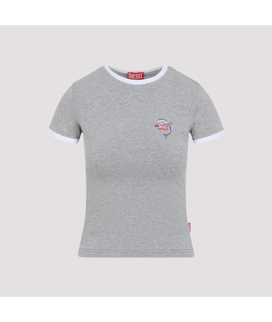 DIESEL Серая хлопковая футболка, фото 2