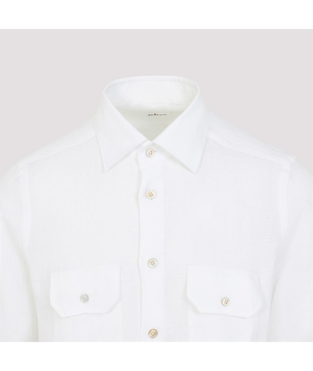 KITON Белая льняная кэжуал рубашка, фото 3